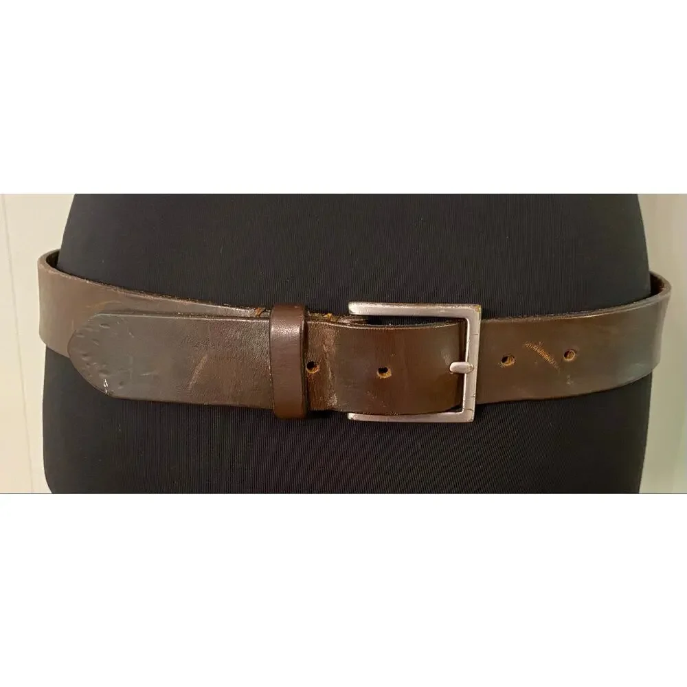 Banana Republic Brown Italian Leather Belt Solid Brass Buckle Size 38 Classic